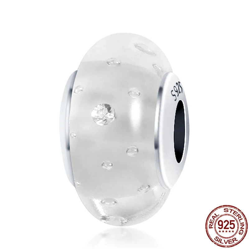 

100% Real 925 Sterling Silver White Zircon Angle Round Beads Fit Original 3mm Bracelet&Bangle Women Fashion Jewelry Gift