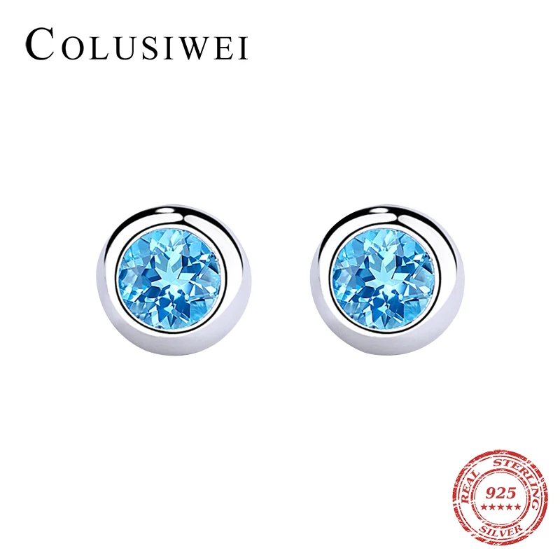 2019 Новые популярные настоящие 925 стерлингового серебра Круглый Рок синего цвета
