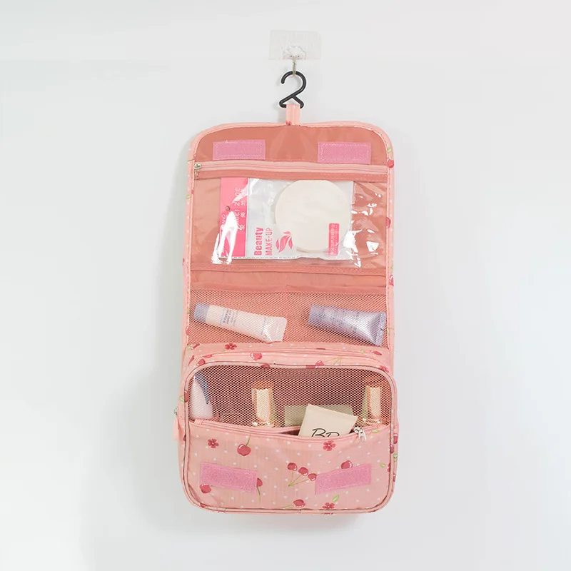Pink Cherry Женская косметичка для путешествий, сумки для макияжа, подвешивание, профессиональная моющаяся сумка для туалетных принадлежностей, товары на каждый день, висящая сумка-Органайзер для туалета, переносная 30 - Цвет: Pink Cherry