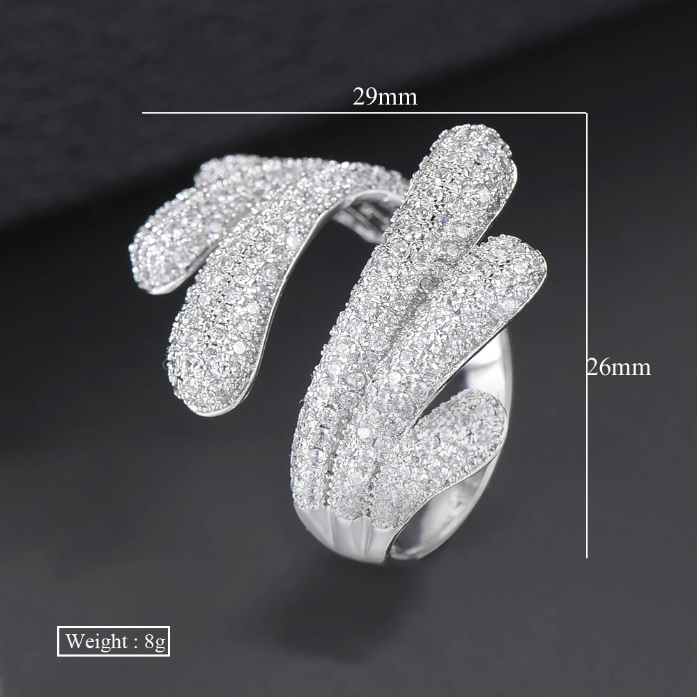 

26*29 mm Luxury Dubai Wedding Ring For Women Full Cubic Zirconia Inlaid Jewelry Engagement Finger Rings parure bijoux femme
