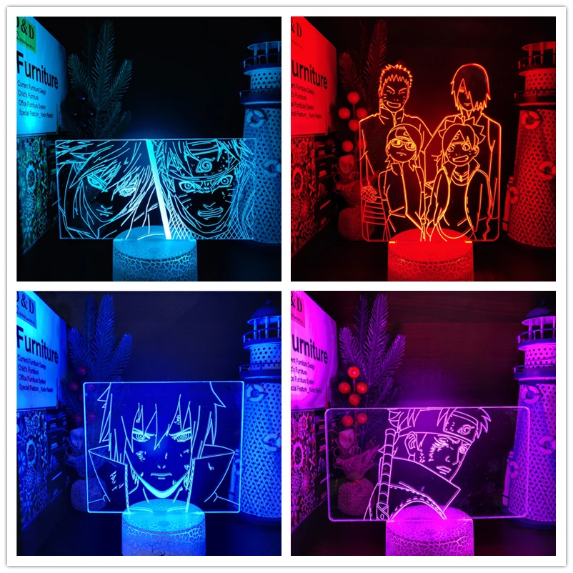 Anime Naruto 3d Lamp Uzumaki Naruto Uchiha Sasuke Jiraiya Gaara Led Night Light Kid Bedroom Decor Colorful Nightlight Manga Gift