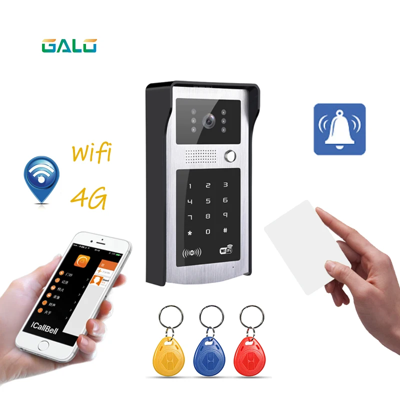 Последний wifi видео дверной звонок с ISO Android App/RFID и код клавиатуры Поддержка