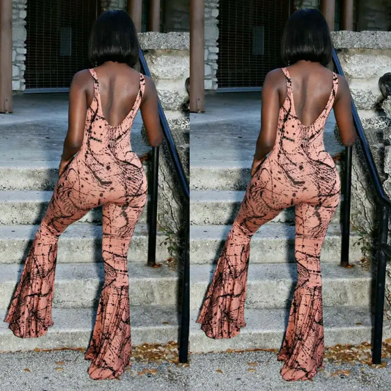 

Fashion Women Clubwear Bodycon Bodysuit Floral Jumpsuits Romper Wid Leg Trousers Pants Summer Causal Playsuit Streetwear