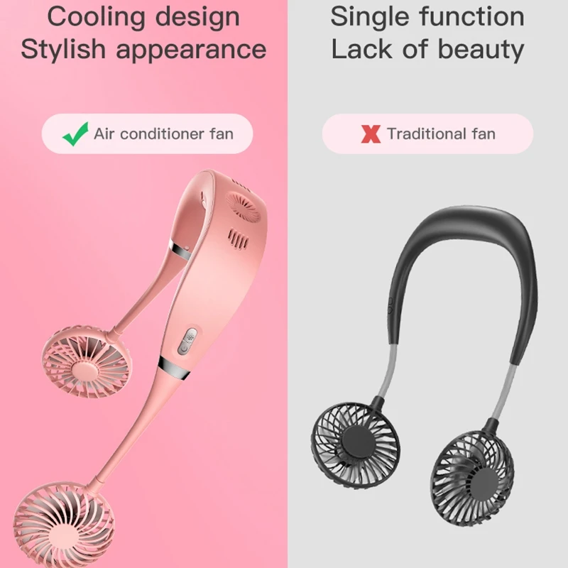 

Portable Neck Fan Neckband USB Rechargeable Fan Perfect for Outdoor Traveling Office Air Cooler Conditioner Fan