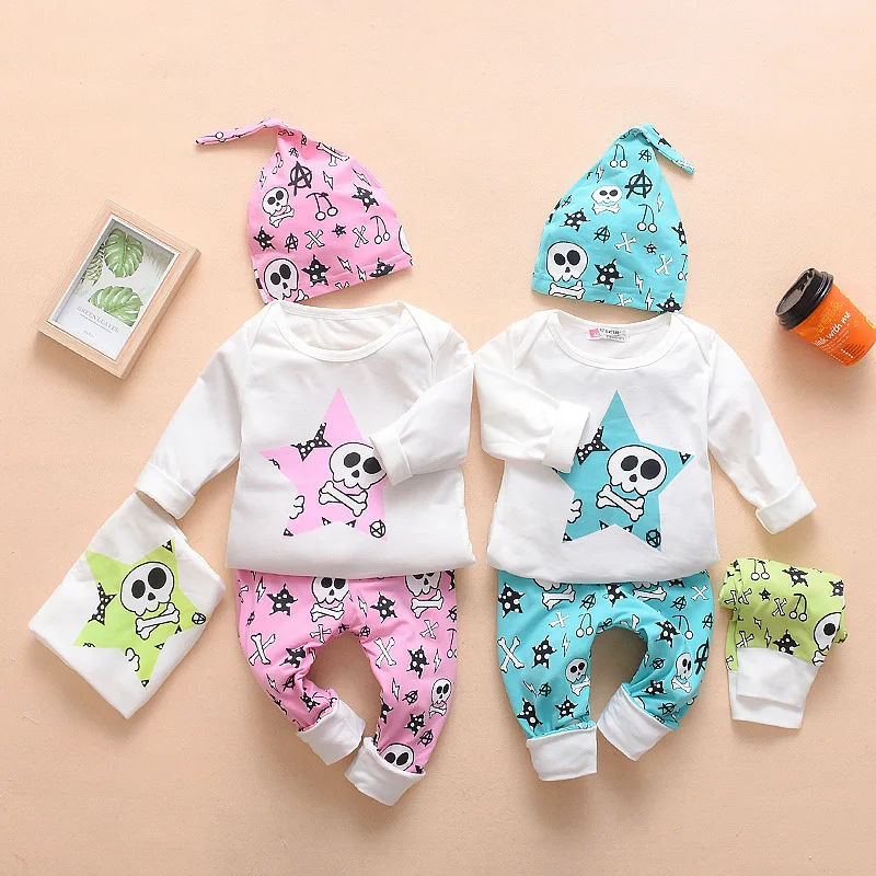 Три футболки с черепом + брюки шапочка костюмы для малышей и младенцев в Европе