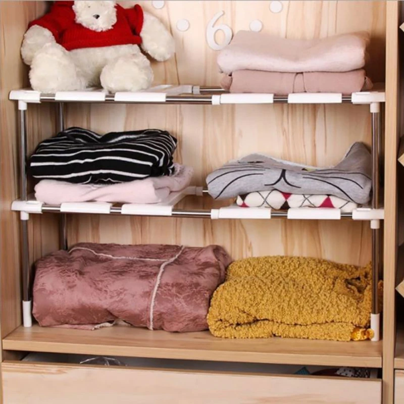 

Holder Kitchen Shelf Organiser Floor Type Adjustable Extendable Double Layer Dishes Storage Rack Under Sink Multifunction Stain