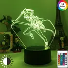 Фигурка Кирито из аниме Искусство Онлайн, светодиодная лампа 3d с USB, ночсветильник для спальни, Декор, подарок на день рождения, комнасветильник для манги