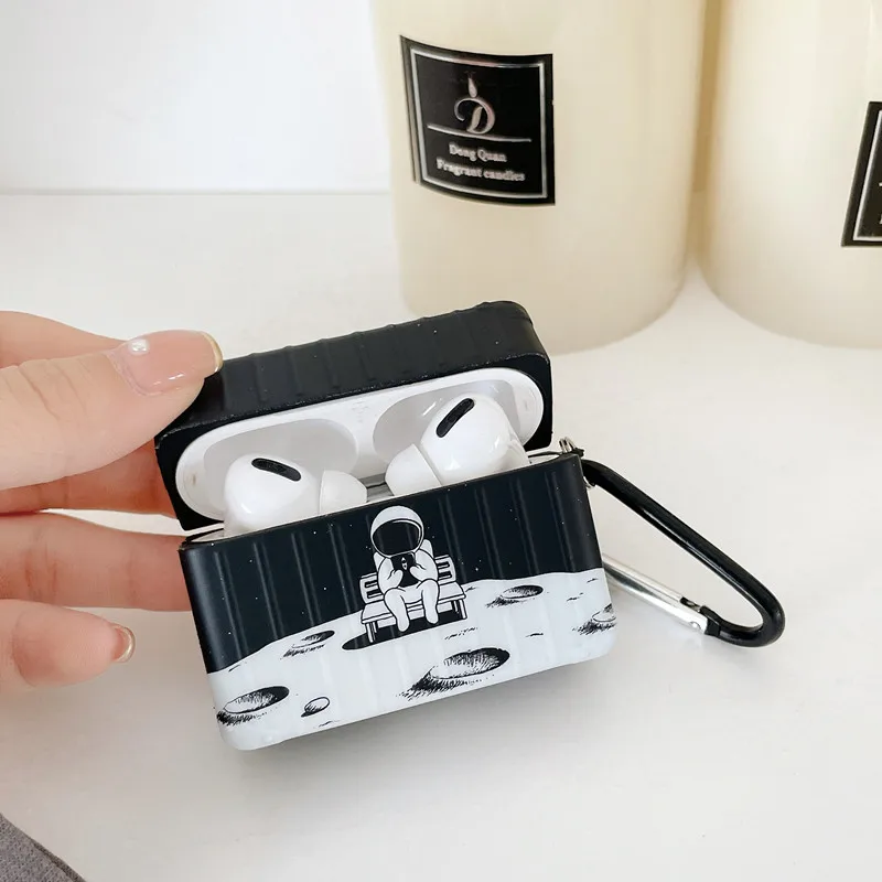 New Astronaut Black square Wireless Earphone Charging Box for Apple AirPods Pro Soft Protective Case Cover 3 2 1 |