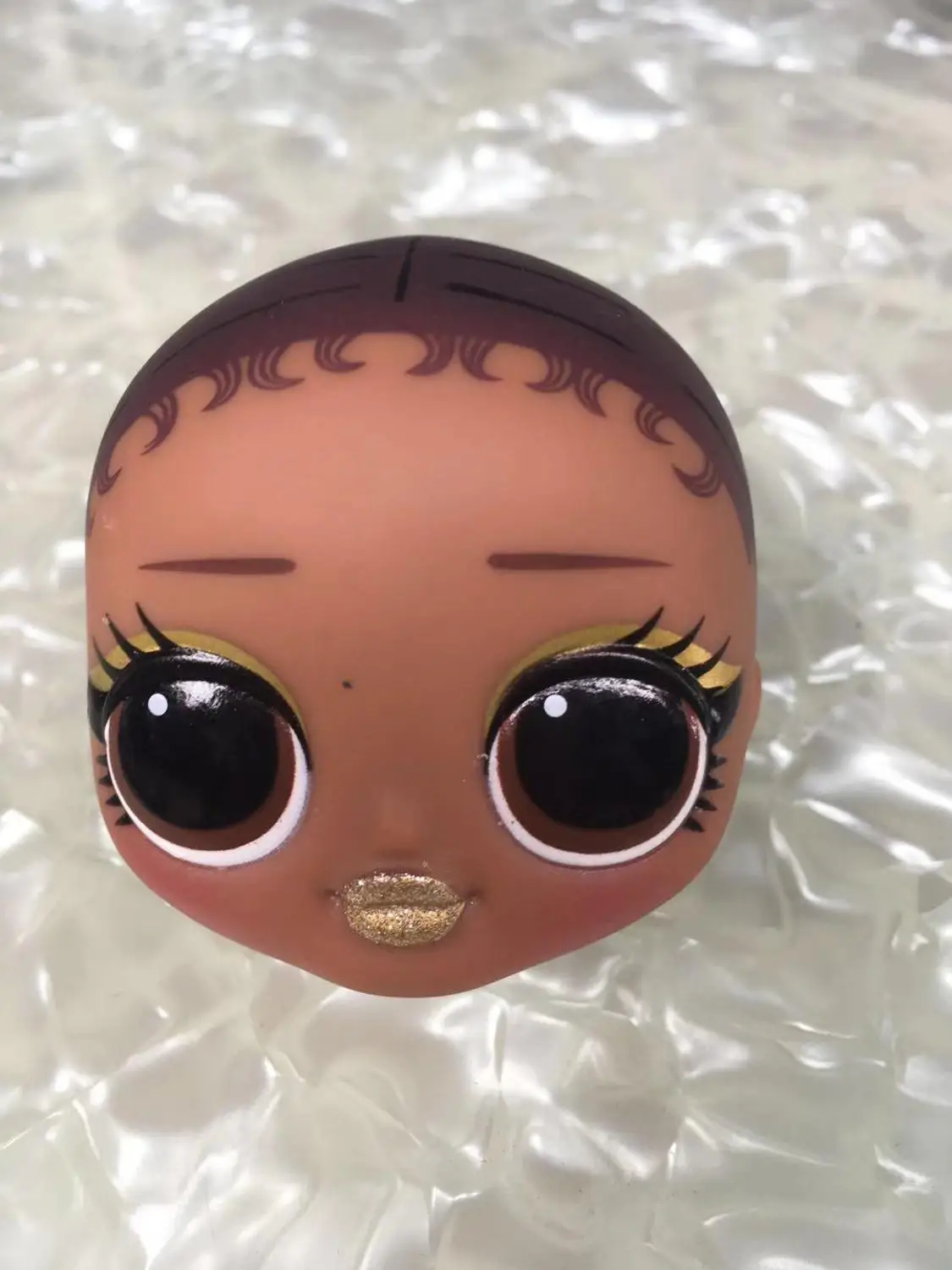black with eyebow Не волосы мода сестра кукла голова игрушка luls девочка кукла голова DIY кукла игрушка часть девушка мода Сделай Сам Туалетная игрушка размер головы 7X8 см - Цвет: black with eyebow