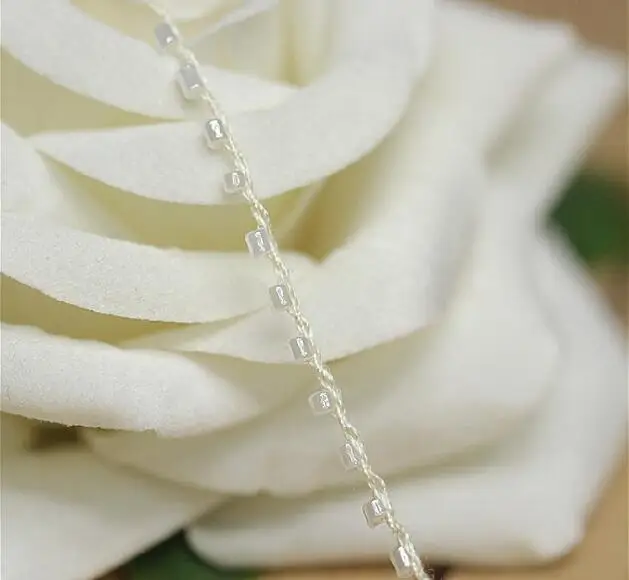 1 м бежевое кружево хрустальные бусины блестящая ткань отделка из бисера лента