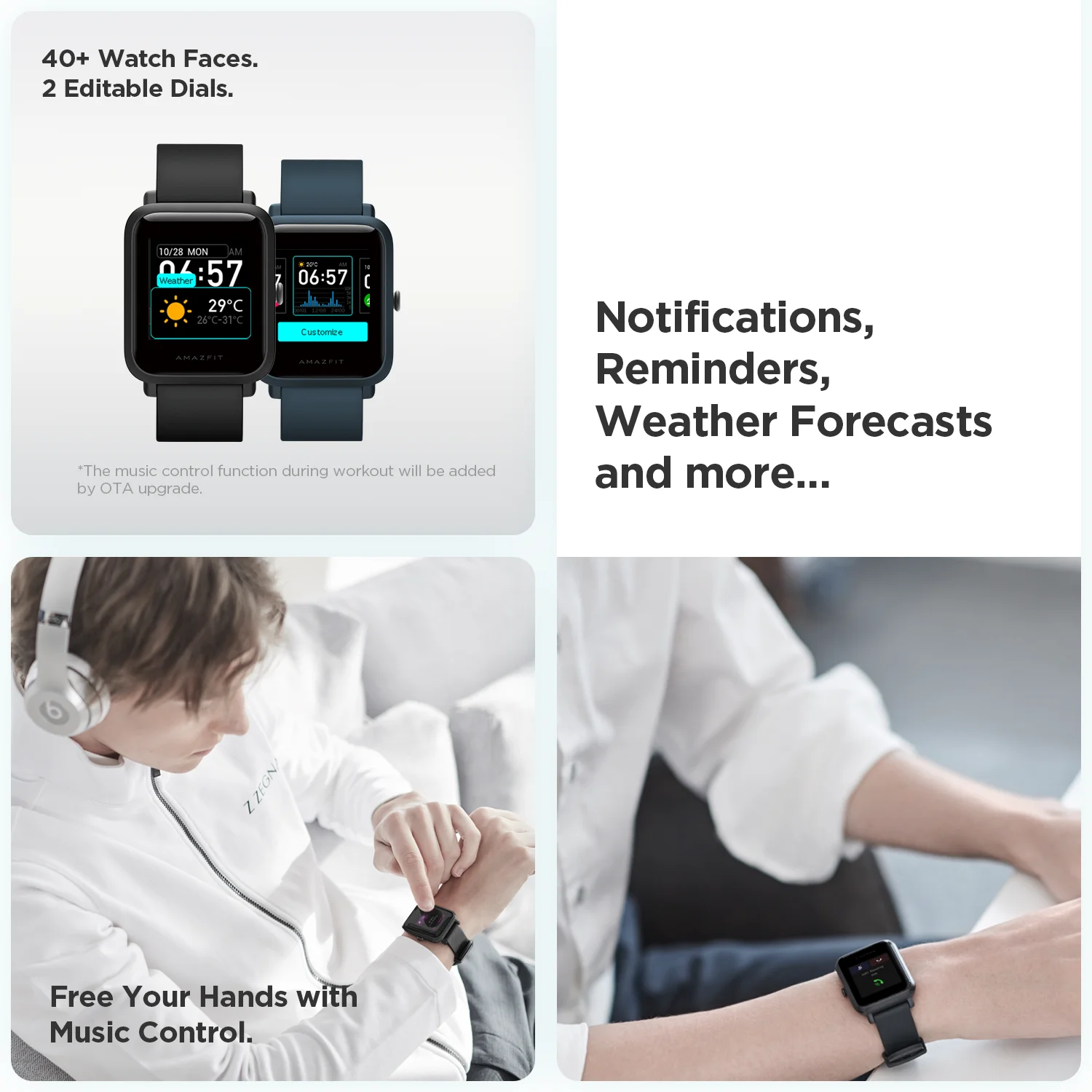 global version amazfit bip s lite smartwatch color display 5atm waterproof swimming smart watch 1 28inch for android ios phone free global shipping
