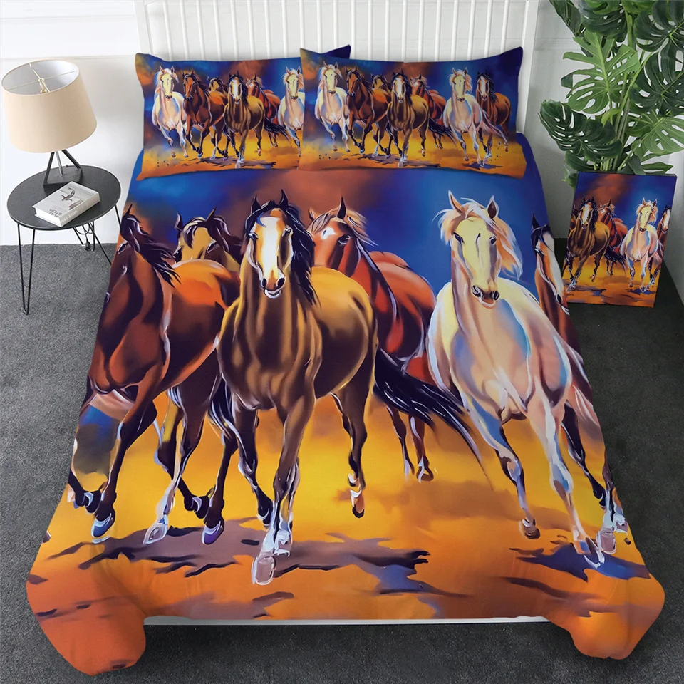 Постельные принадлежности Outlet Horses Постельный набор 3D Dusty Lightning принтованный пододеяльник двойной для взрослых покрывало для кровати фотография постельное белье 3 шт