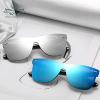 new fashion sunglasses one piece trend personality eyeglass brand design protection reflective frameless sunglassess uv400