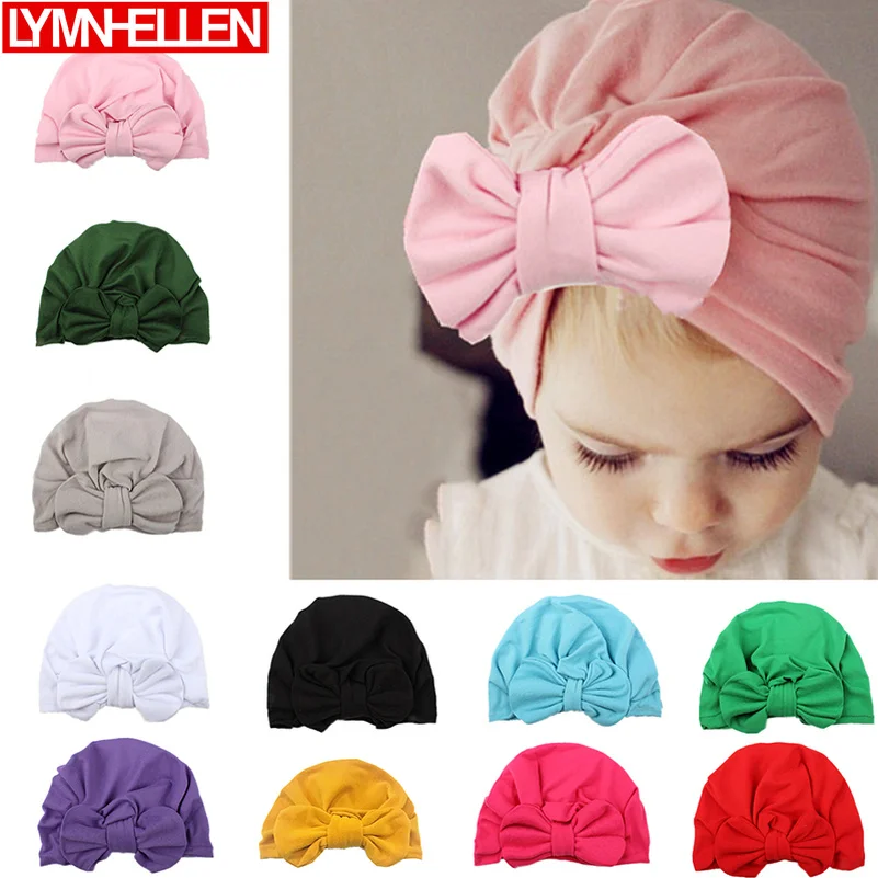

The New Baby Cotton Blends Headband Soft Bowknot Turban Hair Bands for Children Girls Elastic Headwrap Children Baby Hedging Cap