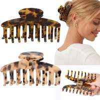 big claw hair clips 3 8 inch tortoise banana hair clips for women french design celluloid leopard print hair clips 2 packs