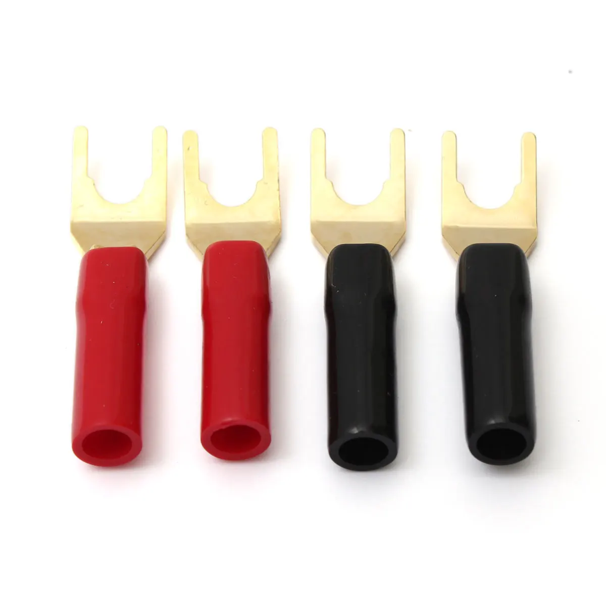

4Pcs Gold Plated Y-style Tuning Fork Banana Plug Spade Plug Solderless Speaker Cable Power Terminals Connectors Set