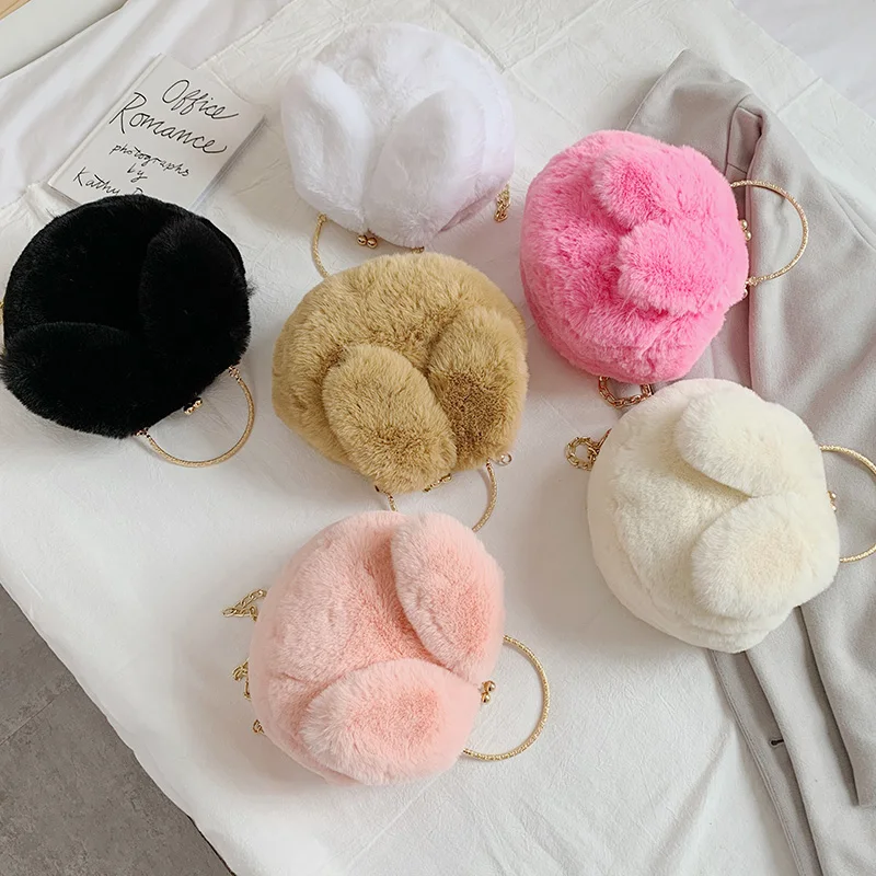 UKQLING милая плюшевая женская сумка зимняя на плечо с цепочкой маленькая через для