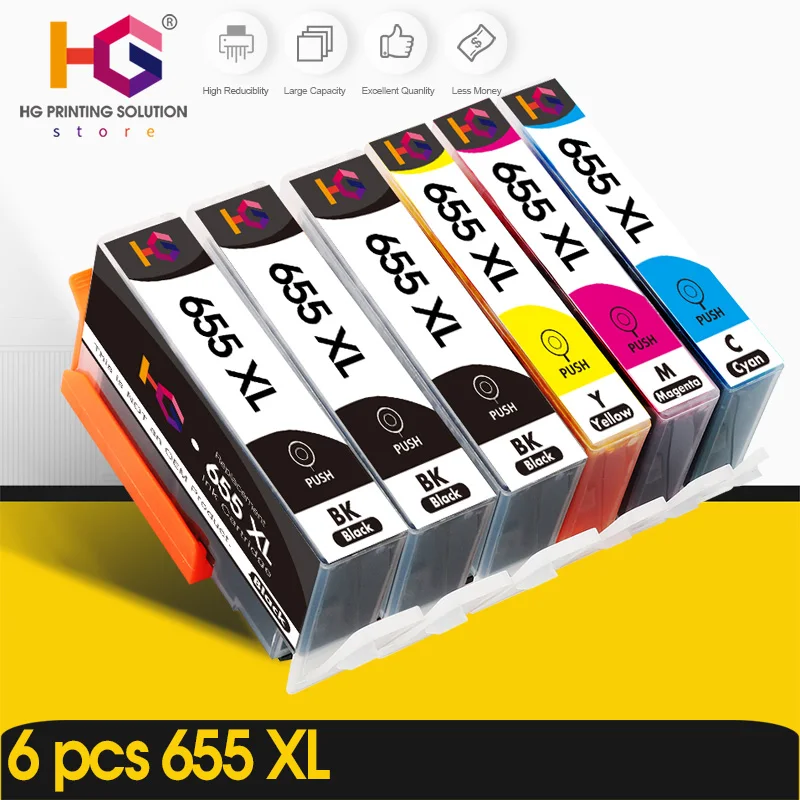 Картридж с черными чернилами совместимый HP 655xl для hp 655 xl чипом принтера Deskjet 6520 6525