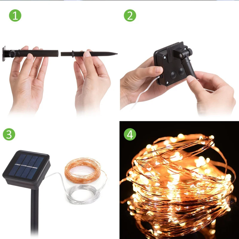 Светодиодная уличная гирлянда на солнечной батарее | Лампы и освещение