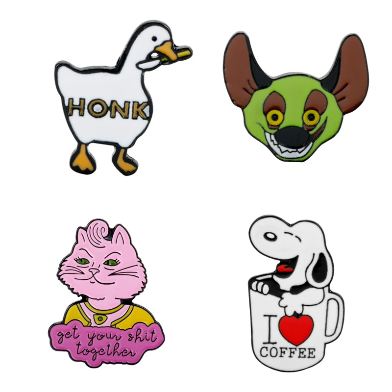 Новинка броши без названия в виде гусиной игры эмалированные булавки милый кот