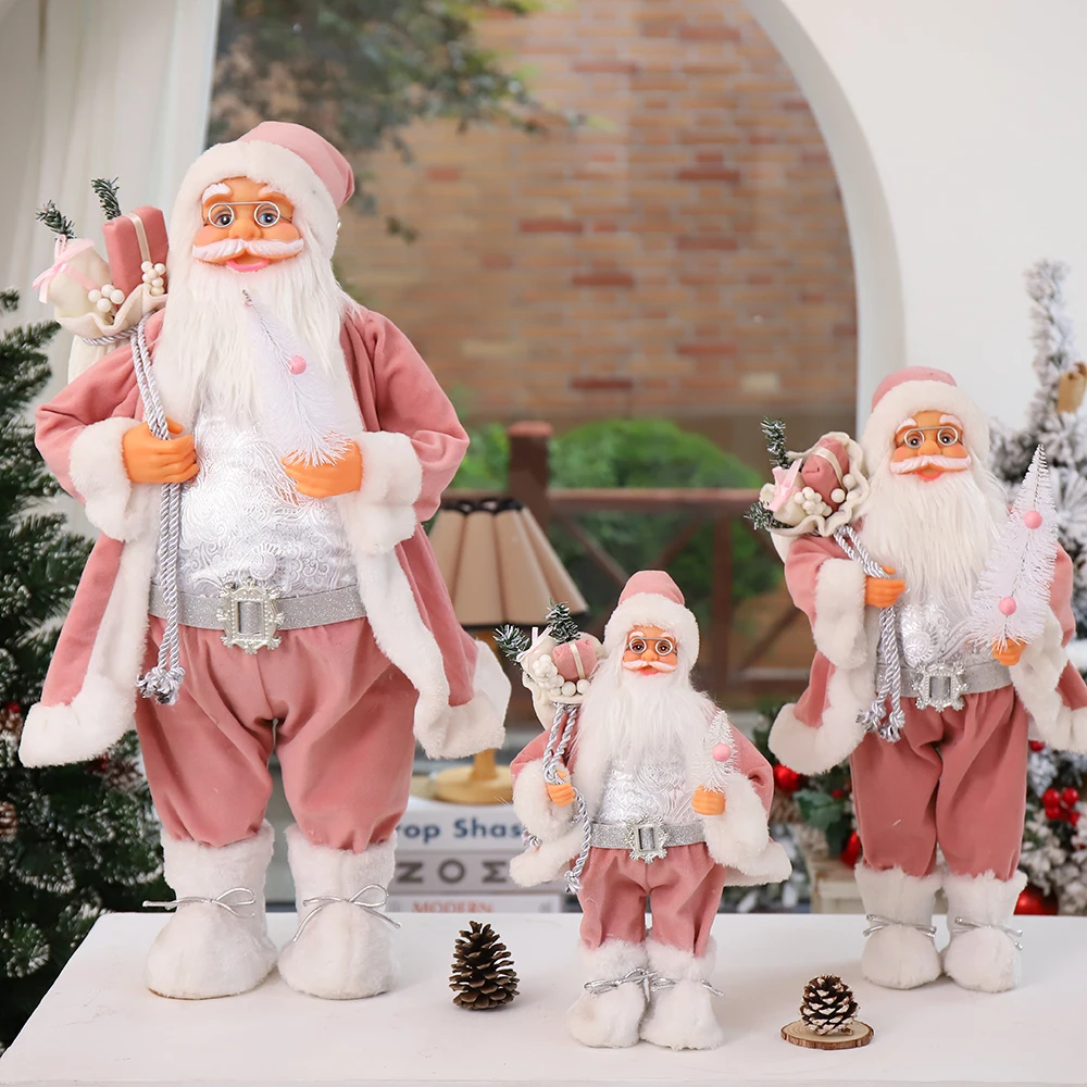 Decoraciones navide&ntilde;as para el hogar, regalos de A&ntilde;o Nuevo para ni&ntilde;os, mu&ntilde;eco de Pap&aacute; Noel de 60/45/30cm, adornos para ventana de Hotel, cafeter&iacute;a y Navidad-3