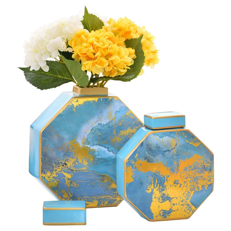 

Painted Ceramics Vases Abstract Seascape Painting Flower Insert Vase Desk Decoration Ornaments Nordic Floral Modern Home Decor