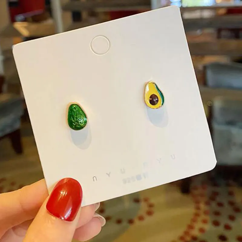 

1Pairs Cute Avocado Stud Earrings Personality Stud Earring Green Fruit Party Jewelry Women Girls Jewelry Accessories New Korea