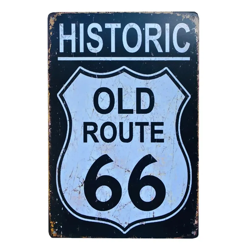 Старинный старый маршрут 66 металлические оловянные знаки бар декор для стен в