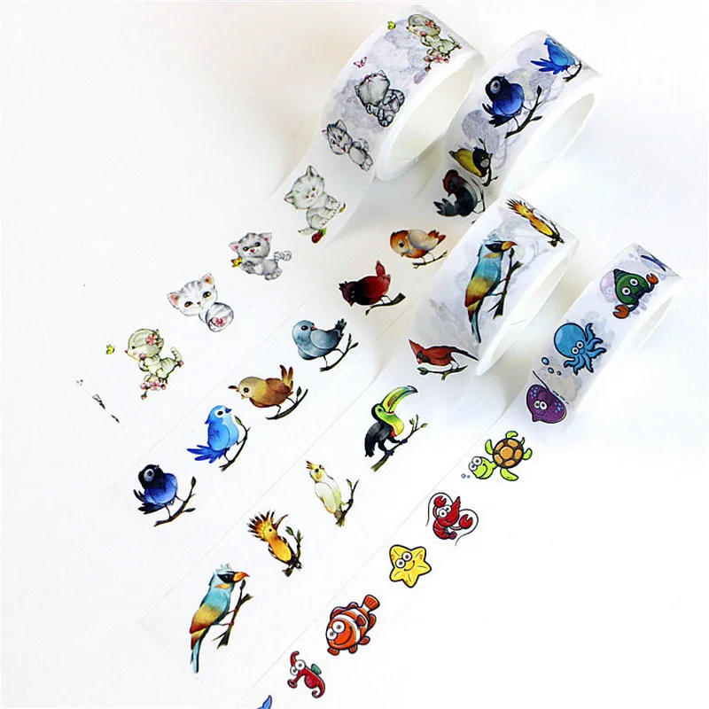 Cute Animal Cat Blue Bird Scrapbooking Washi tape  for DIY Student Christmas gift stationary office supplies
