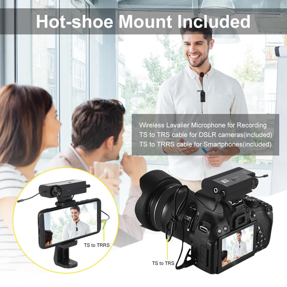 Петличный микрофон XTUGA с аудио монитором камера перезаряжаемым передатчиком