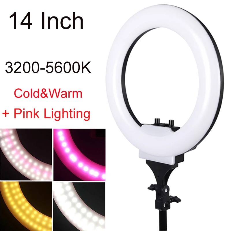 Фотостудия 14 &quotLED Selfie кольцевой свет 3200 5600K бесступенчатое регулируемое