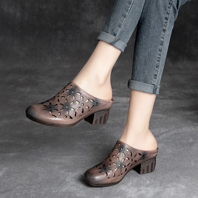 

Johnature Genuine Leather Summer Shoes Women Slippers Mixed Colors Outside Slides Leisure 2021 New Handmade Ladies Slippers