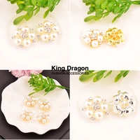 new arrival rhinestone pearl button embellishment used on invitation 20mm 10pcslot silver tone or gold flat back kd261