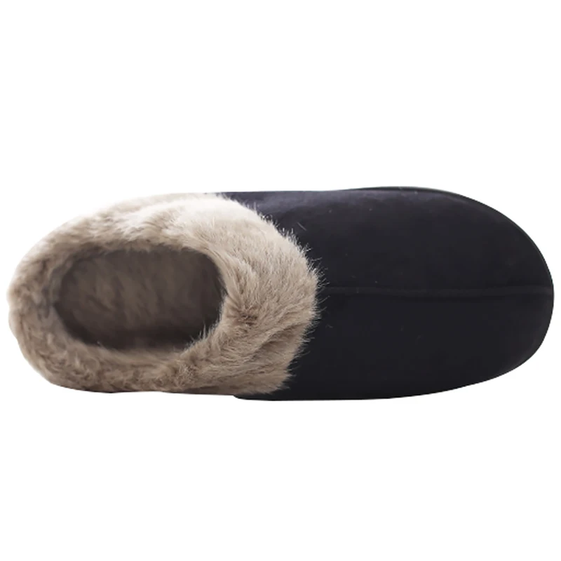 Зимние слиперы Мужская замшевая обувь с коротким плюшем прошитая домашняя для