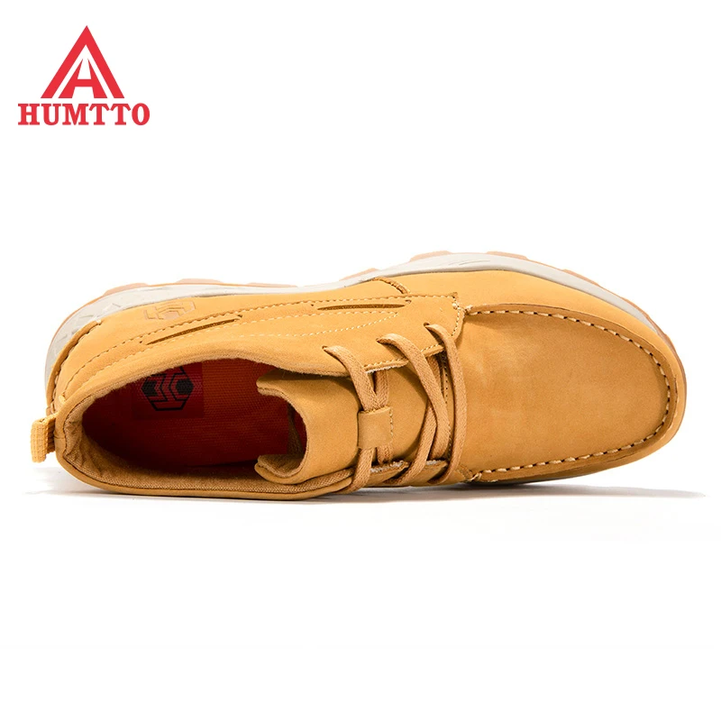 Humtto Brand New Genuine Leather Hiking Boots for Men Winter Outdoor Sports Breathable Lace-up Trekking Climbing Mens Shoes