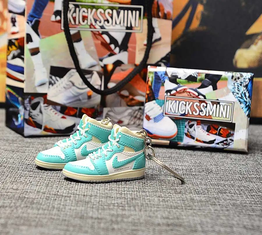 a pair w metal ring Персональный DIY Jordan Generation AIR JORDAN 1 chicago 3D кроссовок фигурный брелок сумка Подвеска парный брелок - Цвет: a pair w metal ring