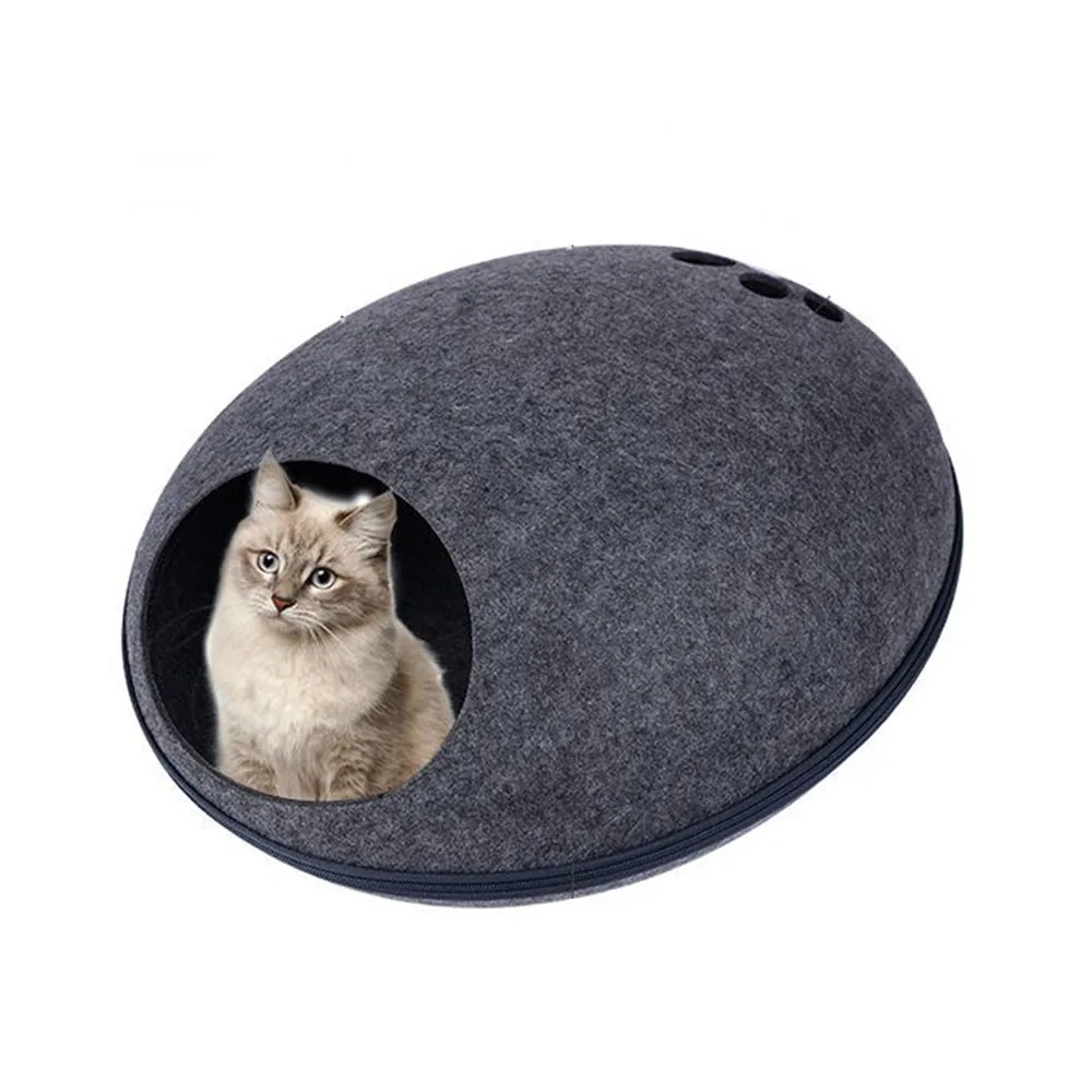 

Dog Cat Bed Pet Sleeping Bag Zipper Egg Shape Felt Cloth Warm Pet House All Around Nest Dog Cave Cat Basket Products For Cats