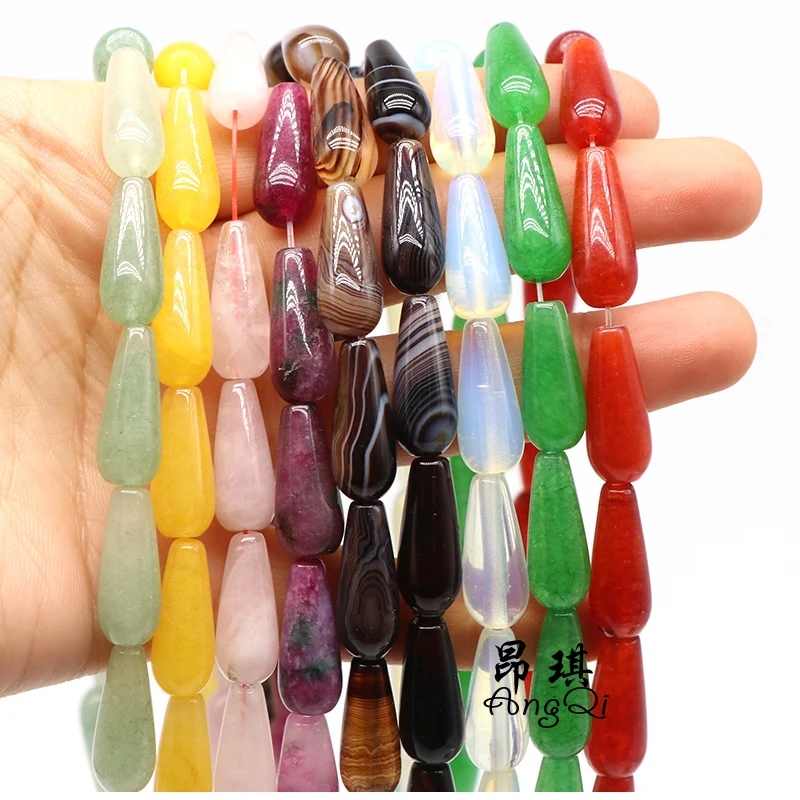 Angqi модные ювелирные изделия многоцветные в форме капли халцедон Агаты свободные