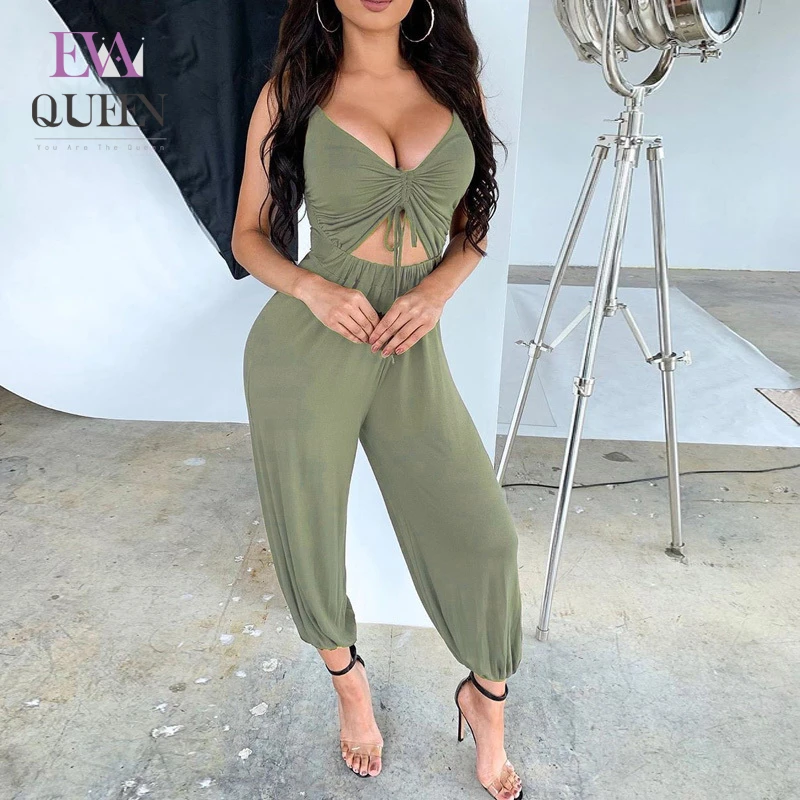 Сексуальные комбинезоны EvaQueen с широкими штанинами женский комбинезон 2019