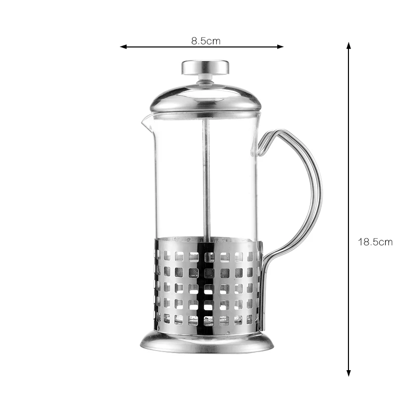 Manual Coffee Espresso Maker Pot French Coffee Tea Percolator Filter Stainless Steel Glass Teapot Cafetiere Press Plunger 350ml images - 6