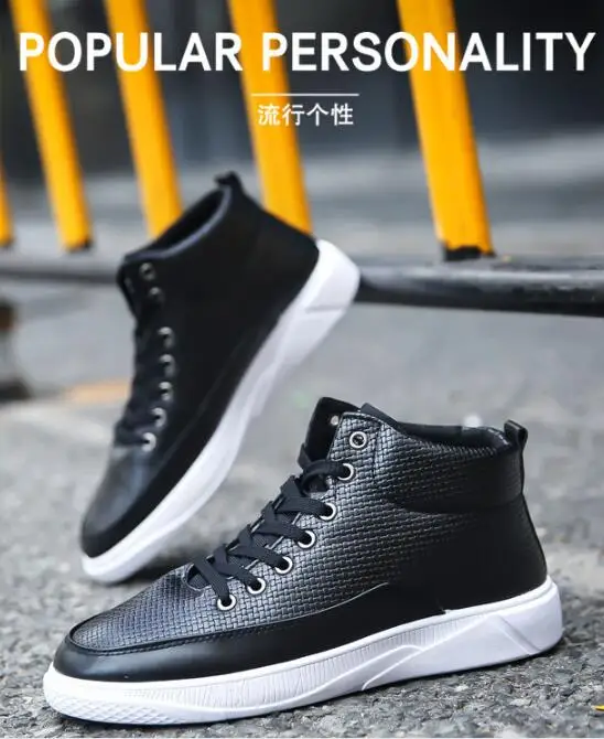 

New Men Casual Shoes Men leather Sneakers High Top Men Flats Zapatos Mujer Chaussure Homme Men's Lace Up Shoes Tennis sneakers
