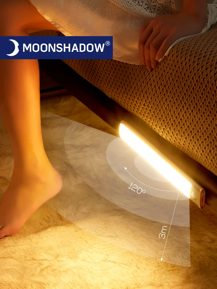 

MOONSHADOW Night Light Motion Sensor Light Rechargeable Dormitorio Wardrobe Stairway Adjustable Brightness Bedroom Night Light