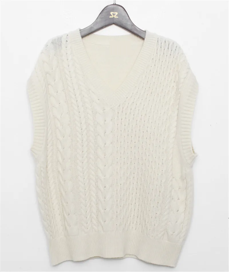 

Knitted Vest for Women V-neck Twist Knitted Sleeveless Solid Color Pullovers for Winter Casual Fashion Basic Vests 2020 Sweater