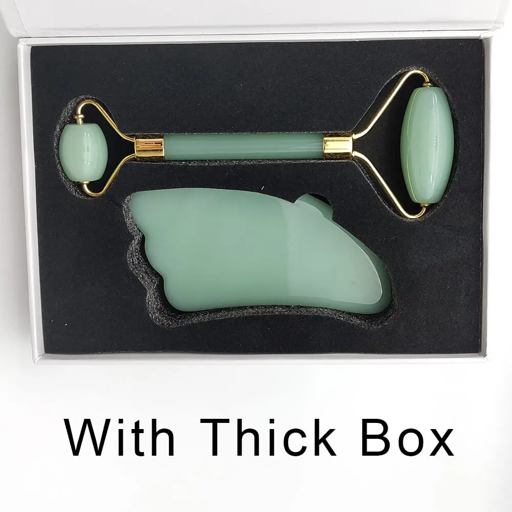 

Natural Jade Roller Thin Face Lifting Tools Facial Slimming Gua Sha Stone Guasha Massager Beauty Anti-aging Wrinkle Remover Box