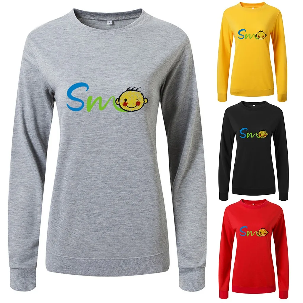 SAGACE Женская толстовка с принтом животных круглым вырезом и длинными рукавами