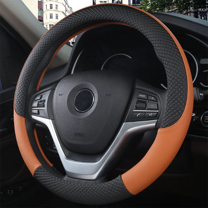 

37-38CM Universal Steering Covers Breathable Fabric Braid Car Steering Wheel Cover Artificial Leather Steering-Wheel Covers