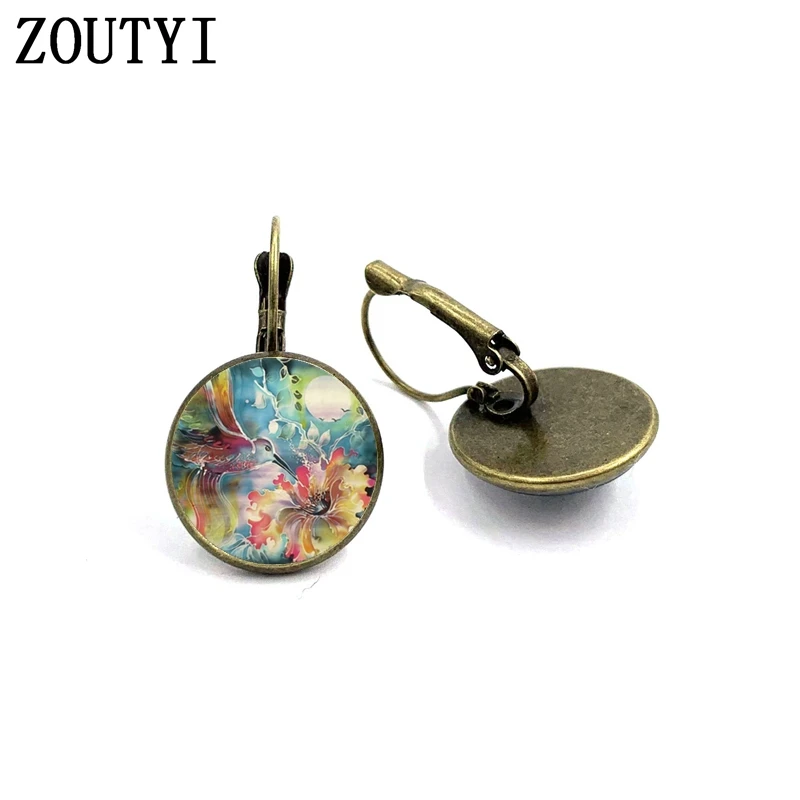 Новый/гламурный классический цветок Колибри фото выпуклые стеклянные