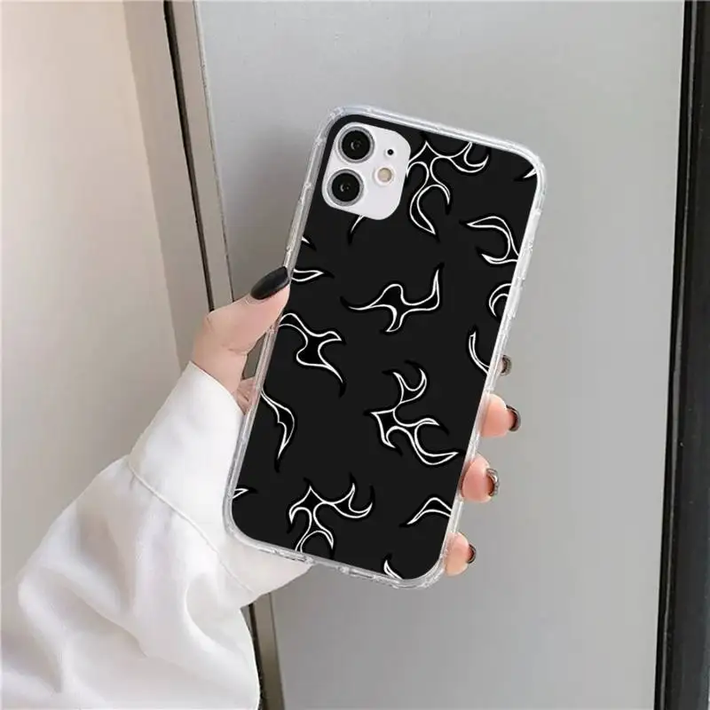 

Fire flame Checkered pattern Phone Case Transparent soft For iphone 5 5s 5c se 6 6s 7 8 11 12 plus mini x xs xr pro max