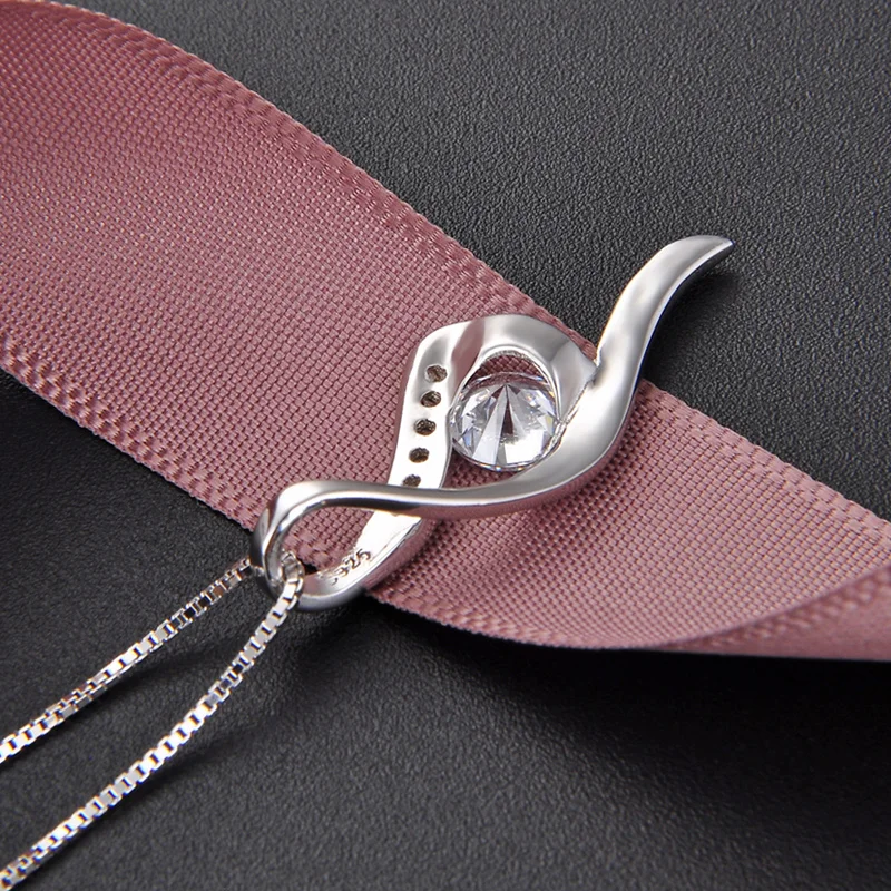 

5 mm Clear Stone Wedding Pendant 925 Silver Female White Gold Cover Engagement Pendant CHD00893