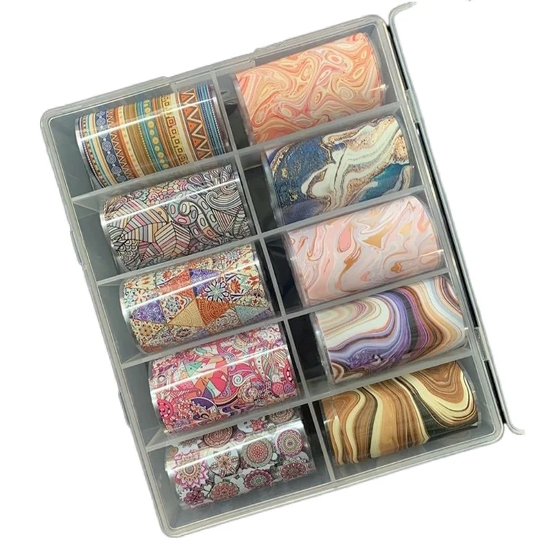 

10PCNail Sticker Set Shiny Gold Foil Fragrant Flowers Starry Sky Paper Nail Designer's Nail Art Tools English Letter Sticker Set